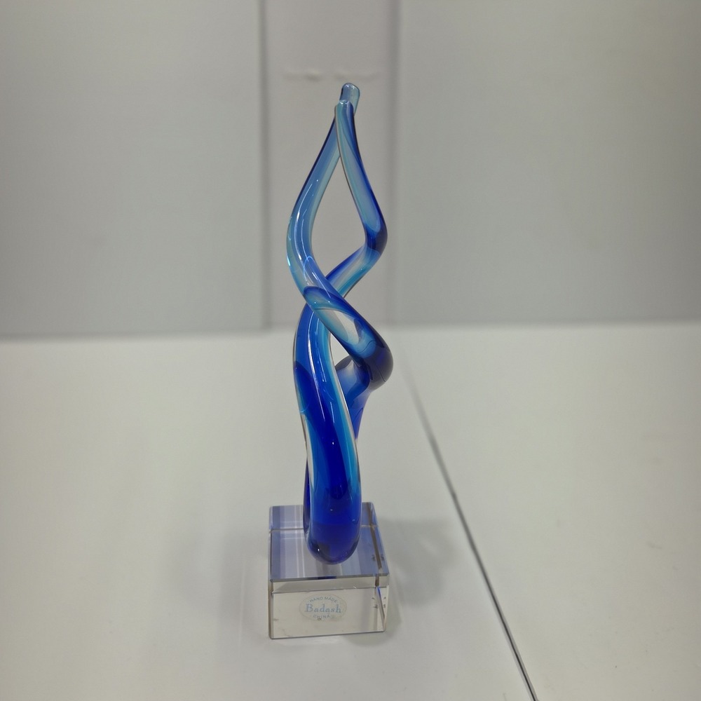 Badash Crystal Blue Twist Art Glass Sculpture 10 Inch Figurine‎ Hand Made China